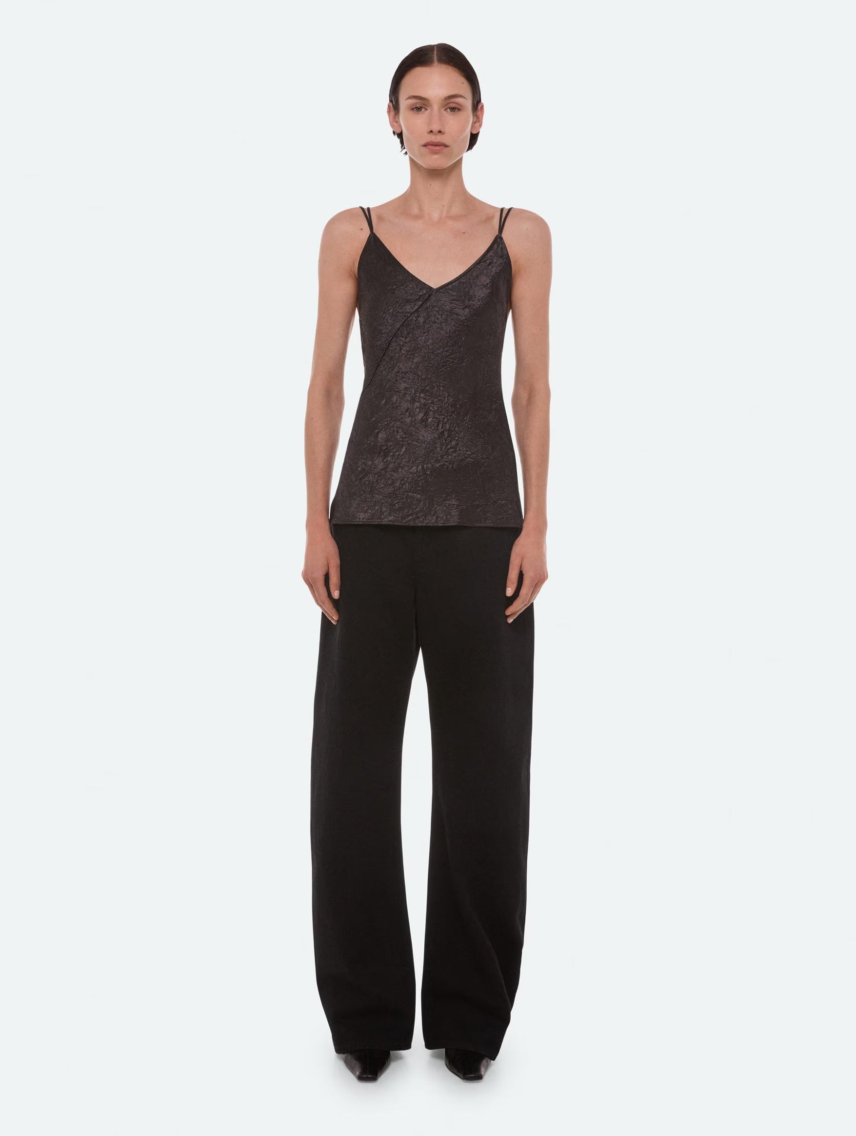Crinkle Slip Top in Truffle