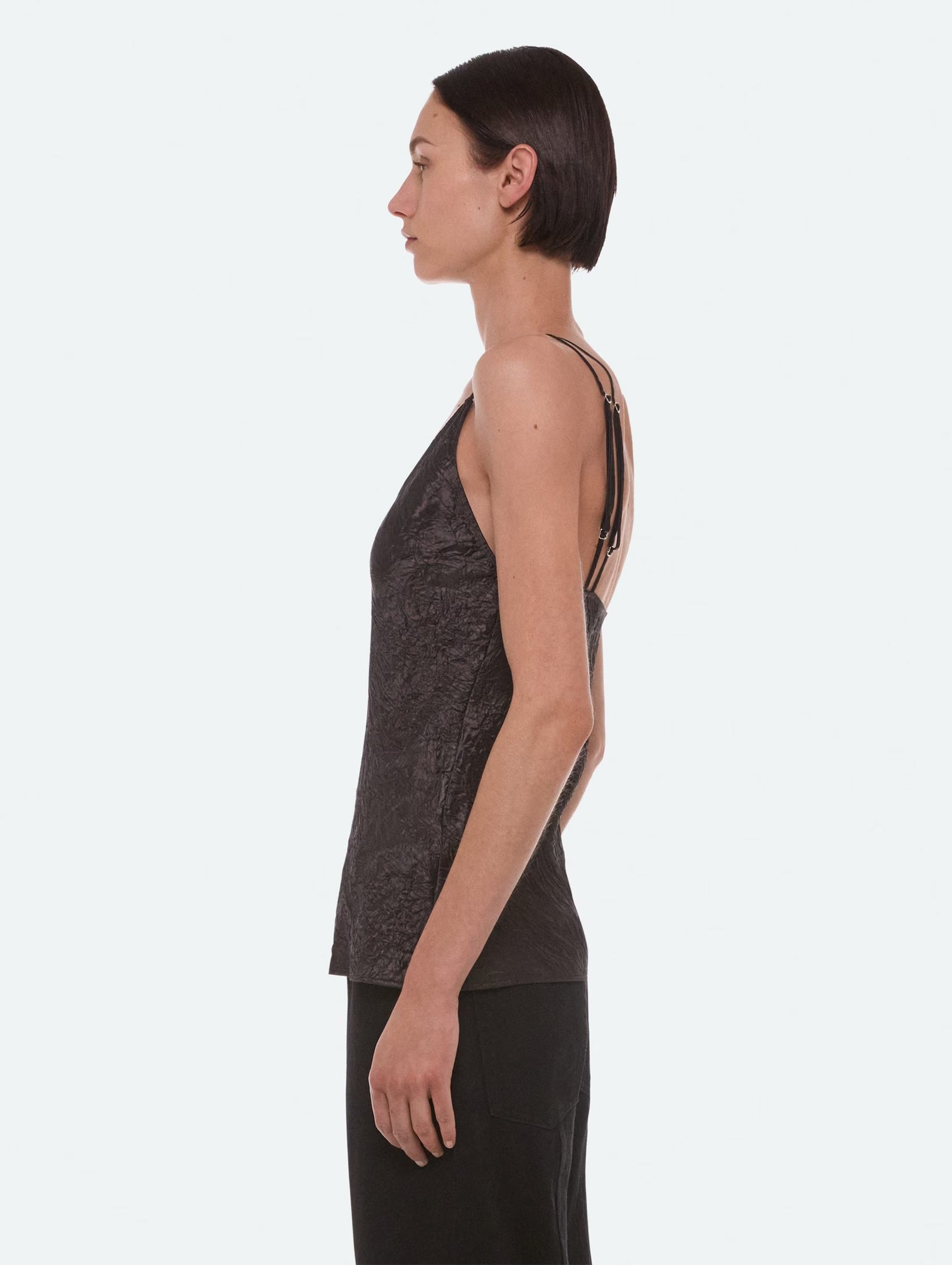 Crinkle Slip Top in Truffle