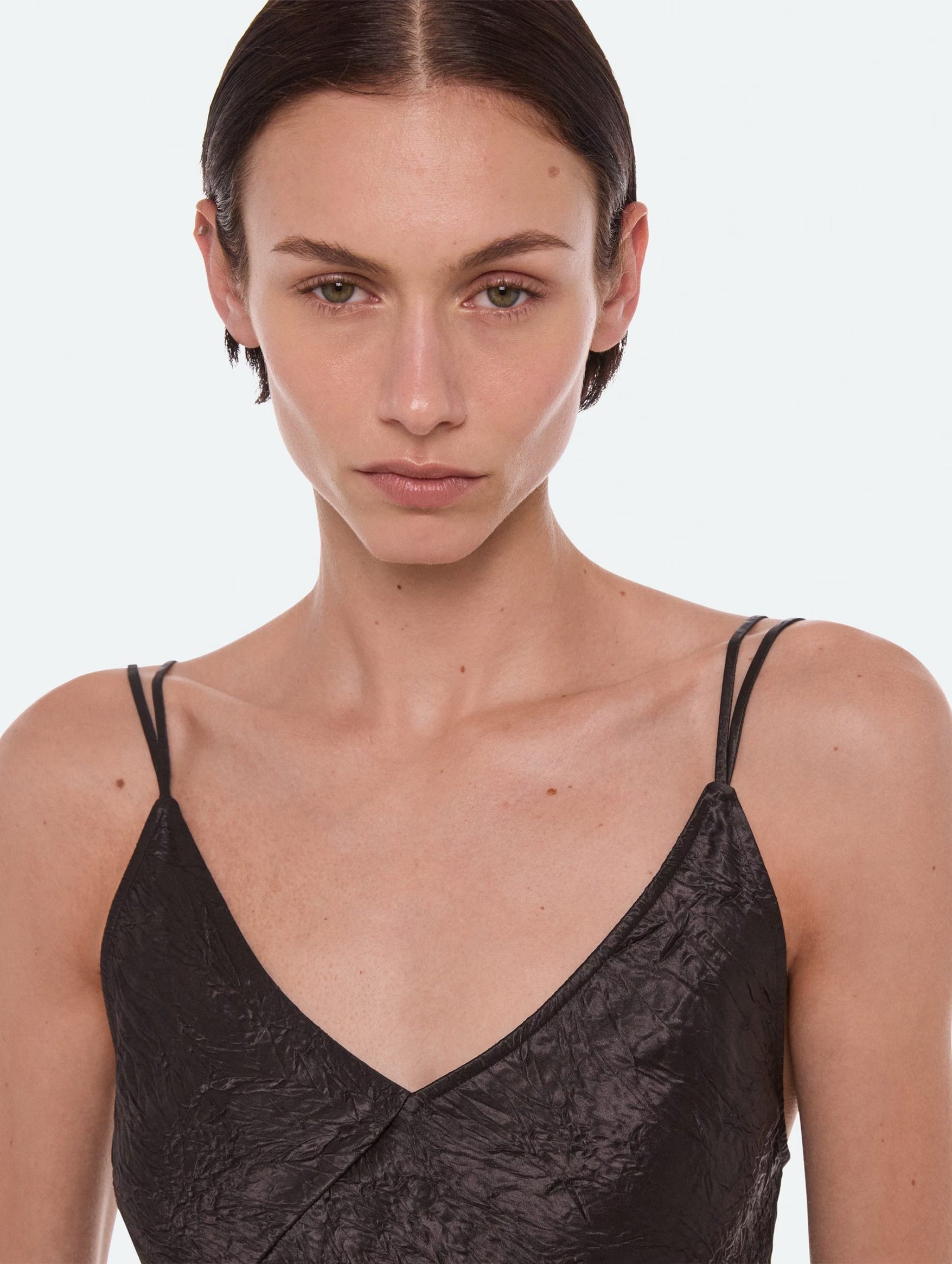 Crinkle Slip Top in Truffle