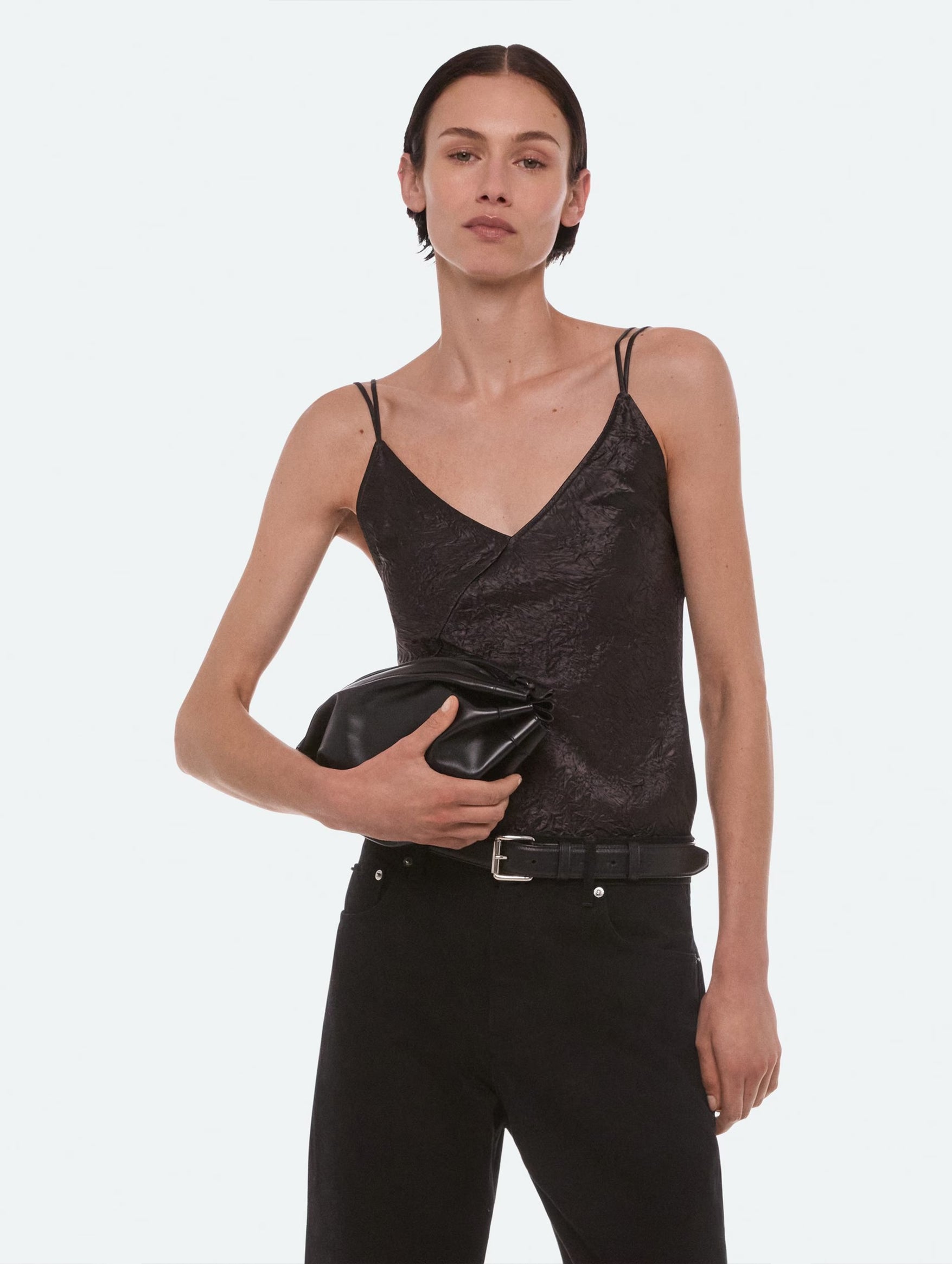 Crinkle Slip Top in Truffle