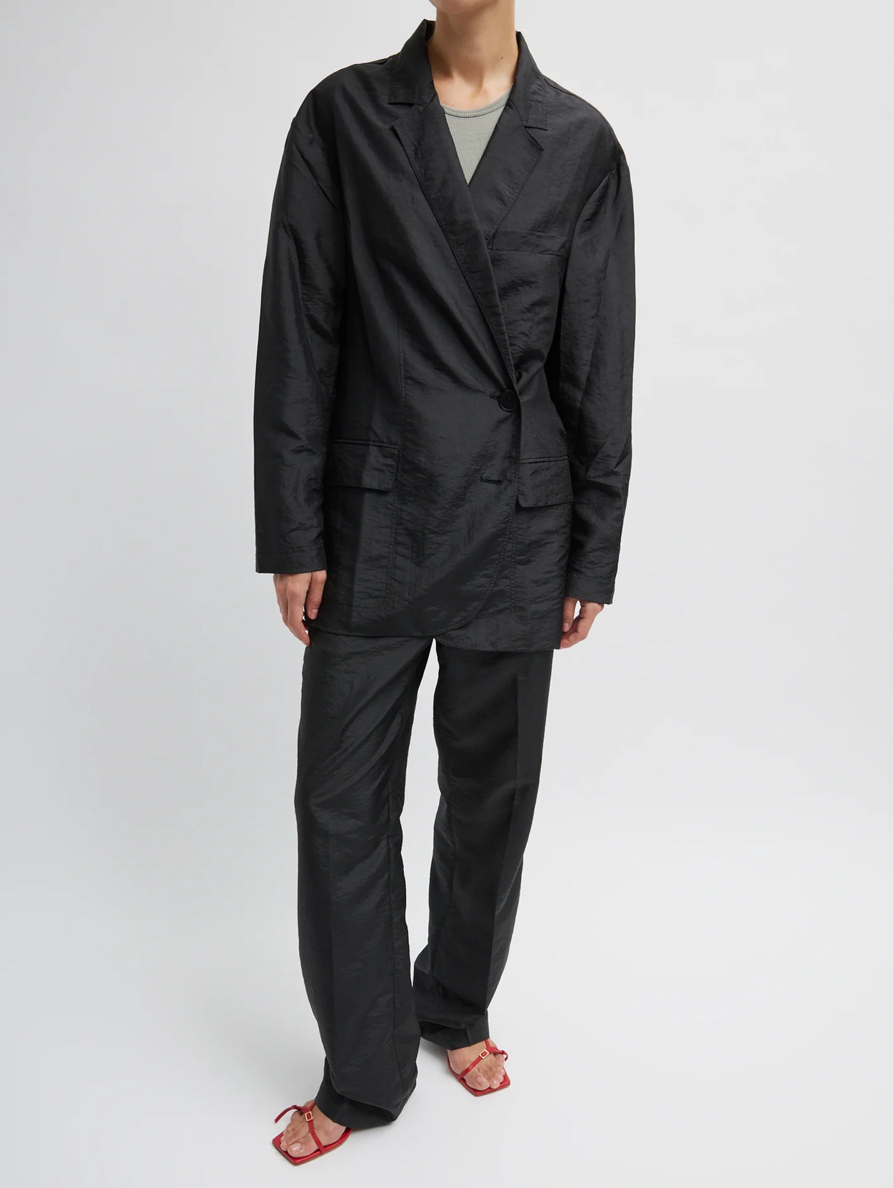 Crispy Nylon Liam Blazer in Black