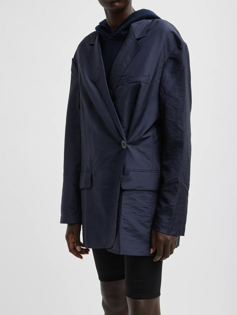 Crispy Nylon Liam Blazer in Navy