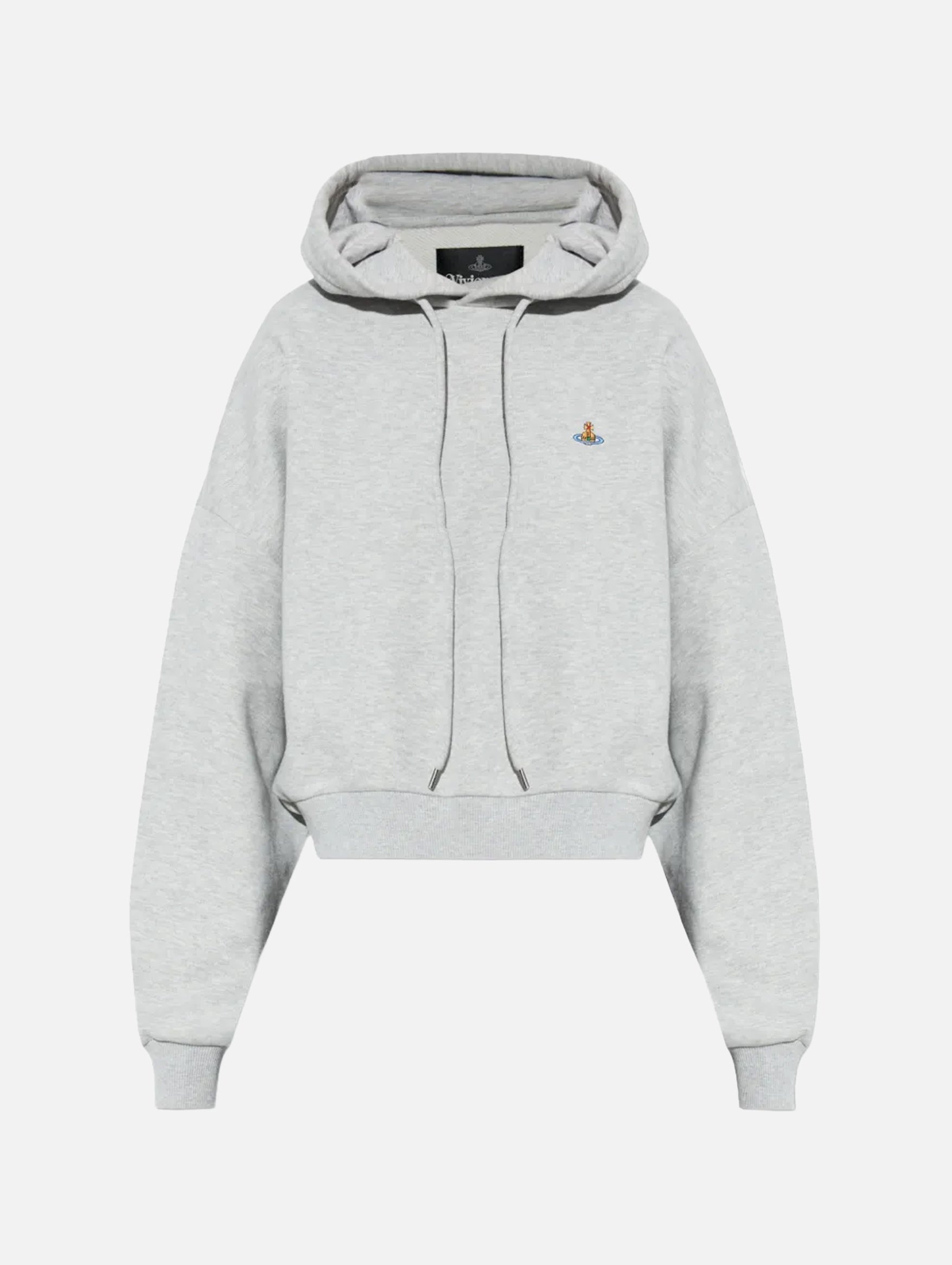 Cropped Box Hoodie in Grey Melange