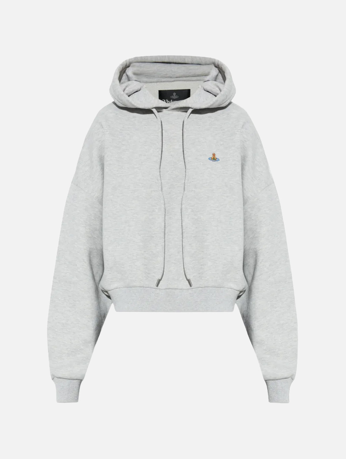 Cropped Box Hoodie in Grey Melange