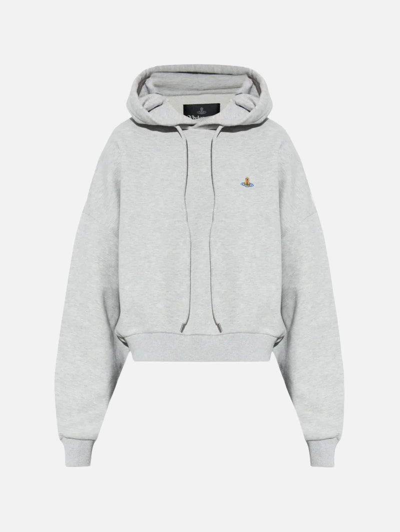 Cropped Box Hoodie in Grey Melange