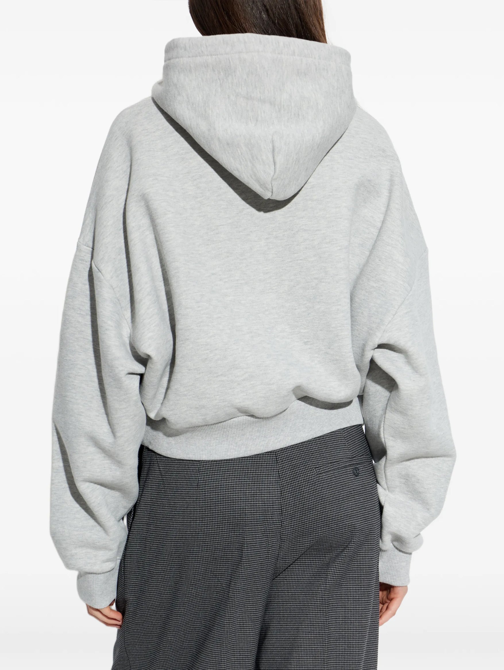 Cropped Box Hoodie in Grey Melange