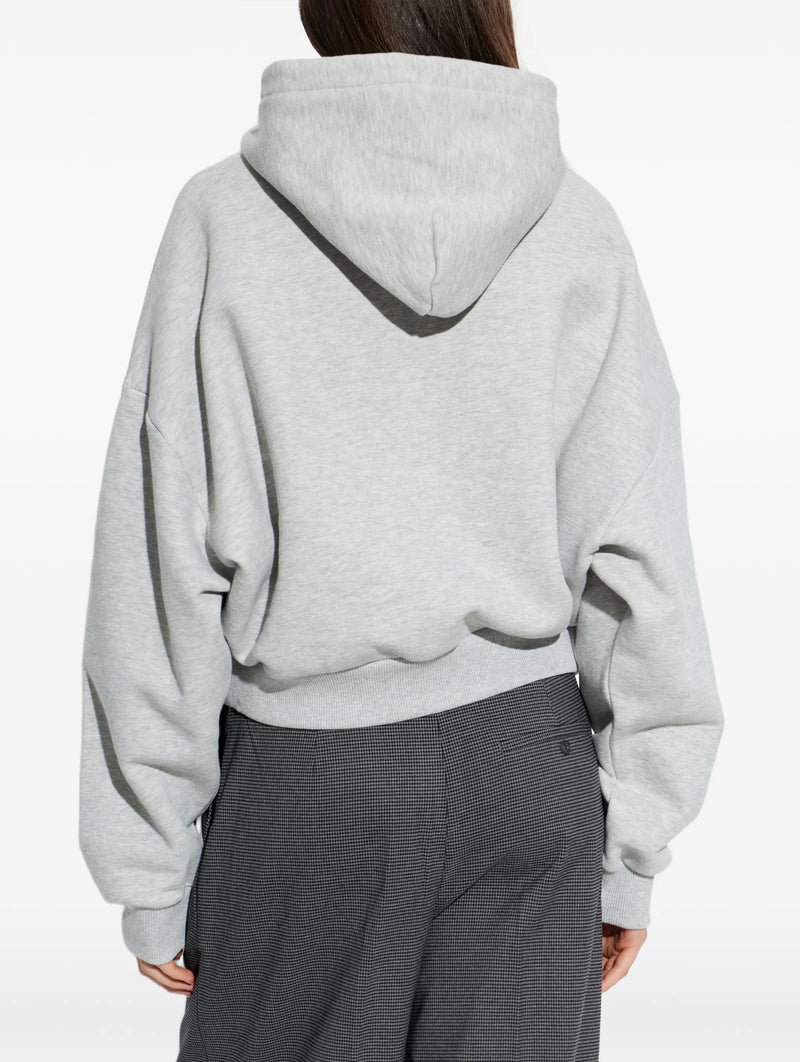 Cropped Box Hoodie in Grey Melange
