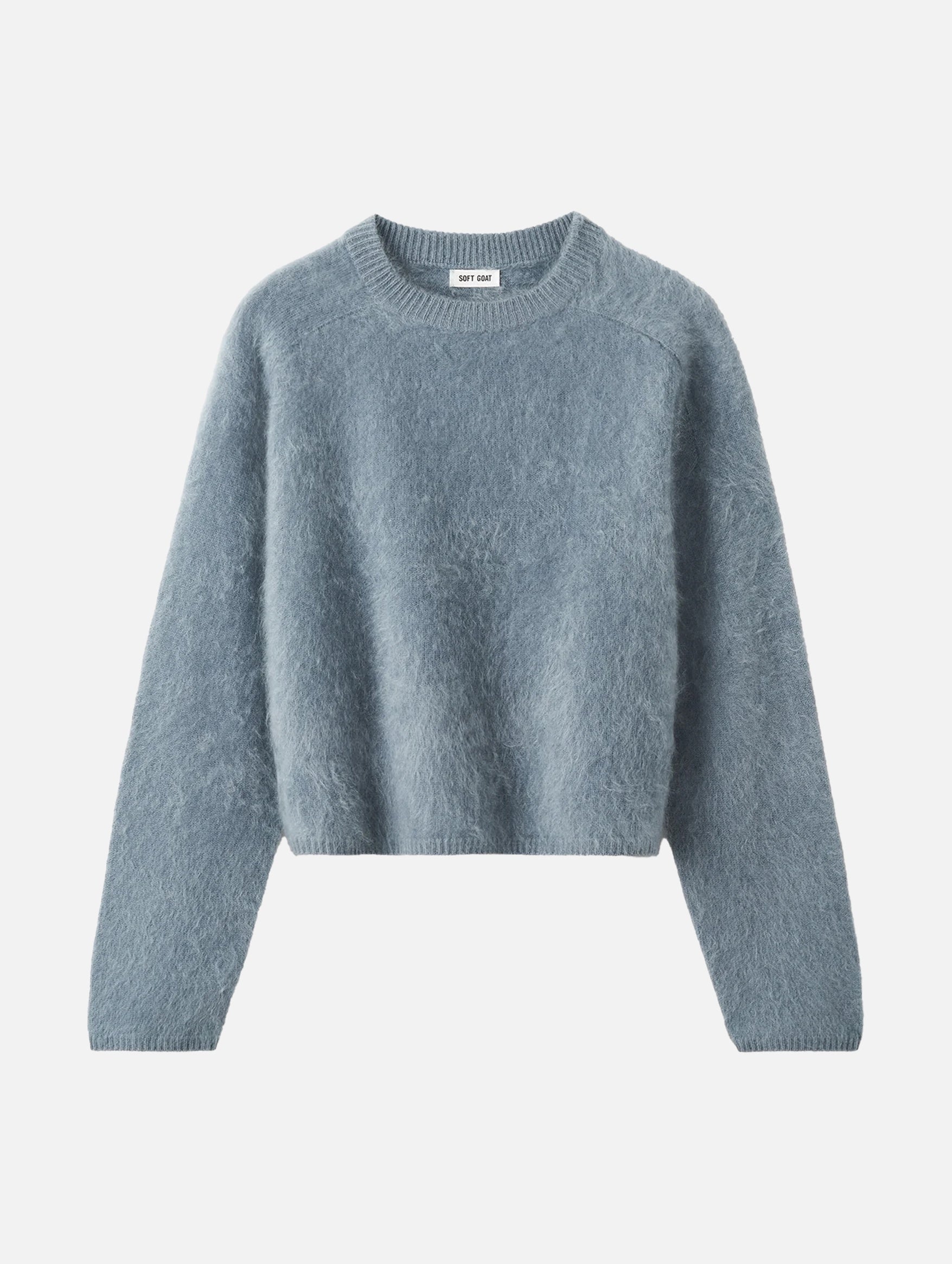 Brushed Cashmere Crewneck in Pigeon Blue