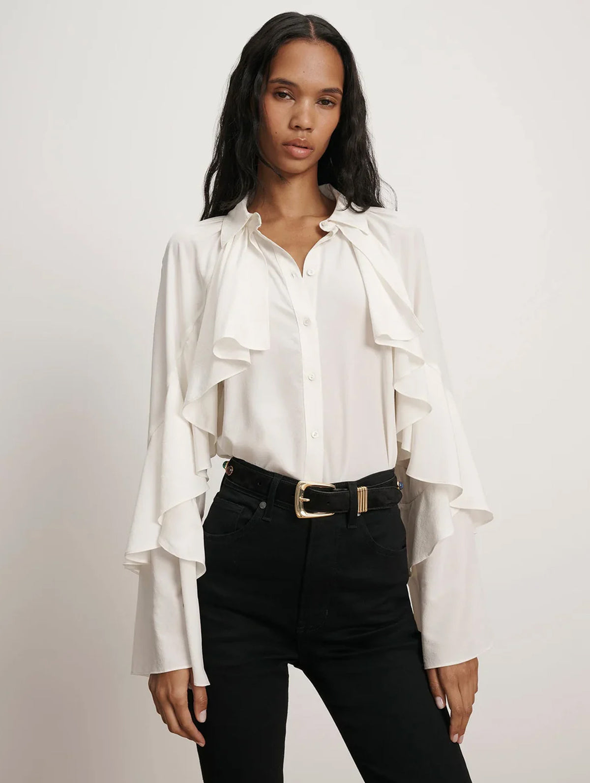 Demaris Silk Blouse in Dove