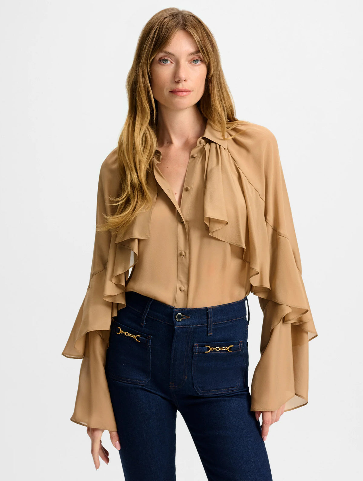 Demaris Silk Blouse in Brown Sugar