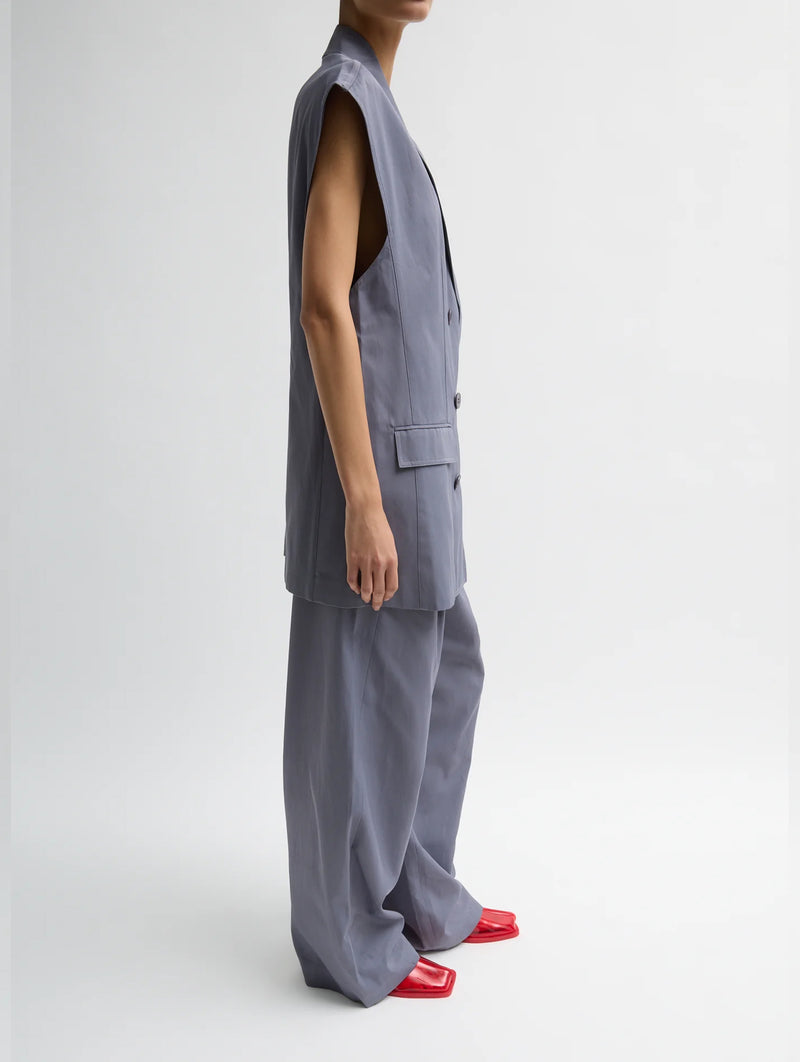 Drapey Suiting Oversized Double Breasted Vest in Deep Violet