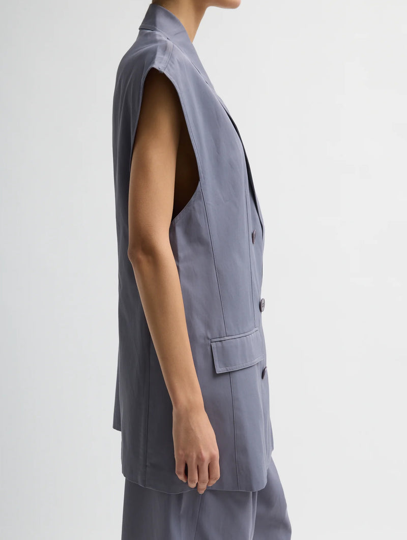 Drapey Suiting Oversized Double Breasted Vest in Deep Violet