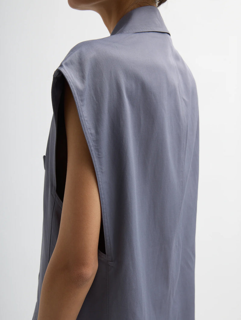 Drapey Suiting Oversized Double Breasted Vest in Deep Violet