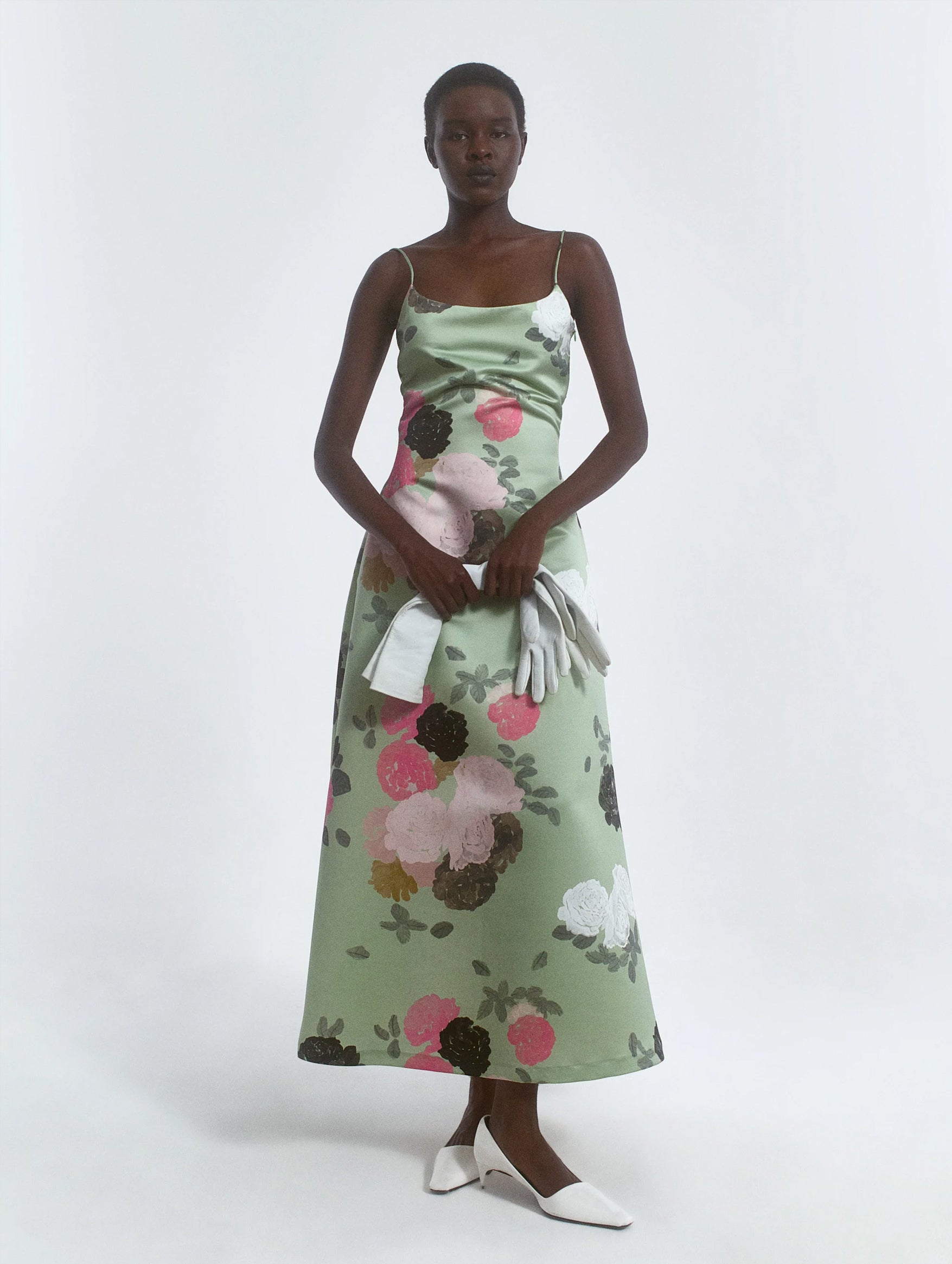 Nicole Dress in Auscot Rose Sage Green