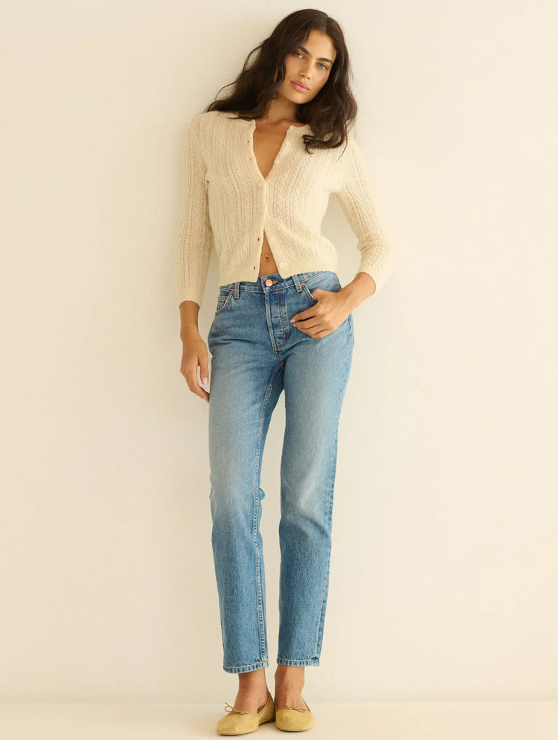 Danae Cashmere Cable Cardigan in Dogwood