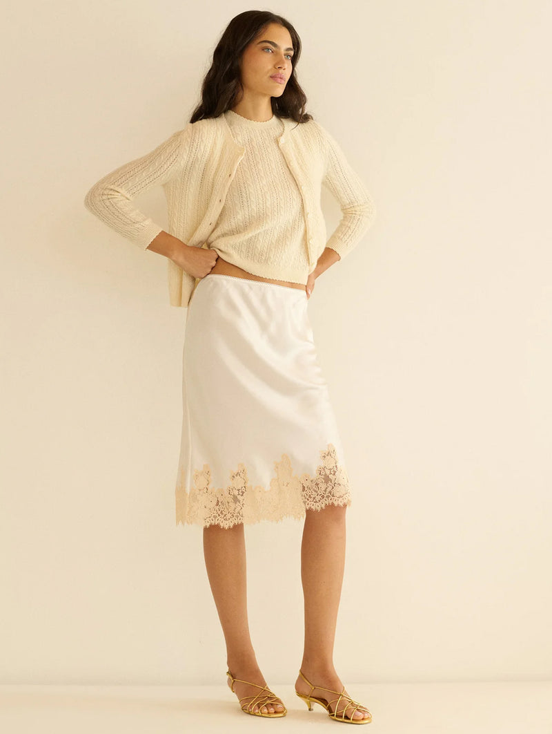 Danae Cashmere Cable Cardigan in Dogwood