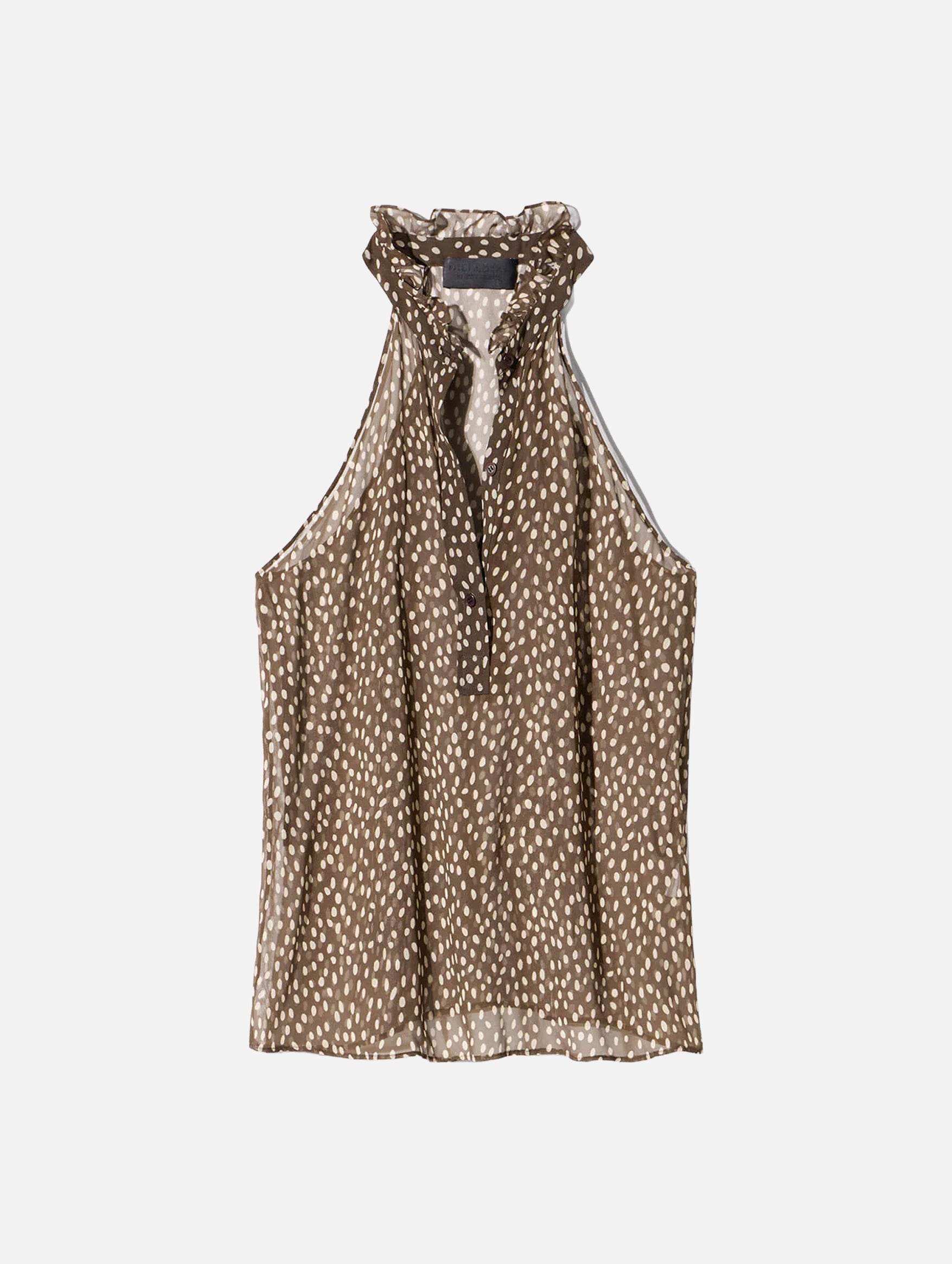 Daniella Top in Brown/Cream Wild Dots