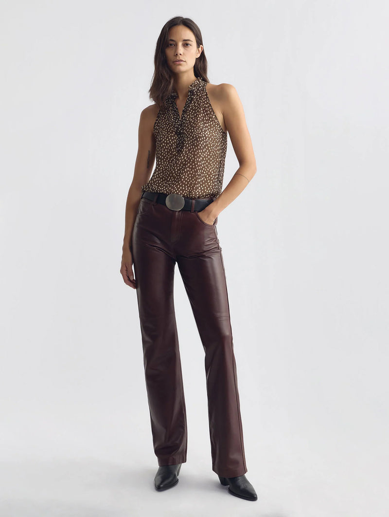 Daniella Top in Brown/Cream Wild Dots