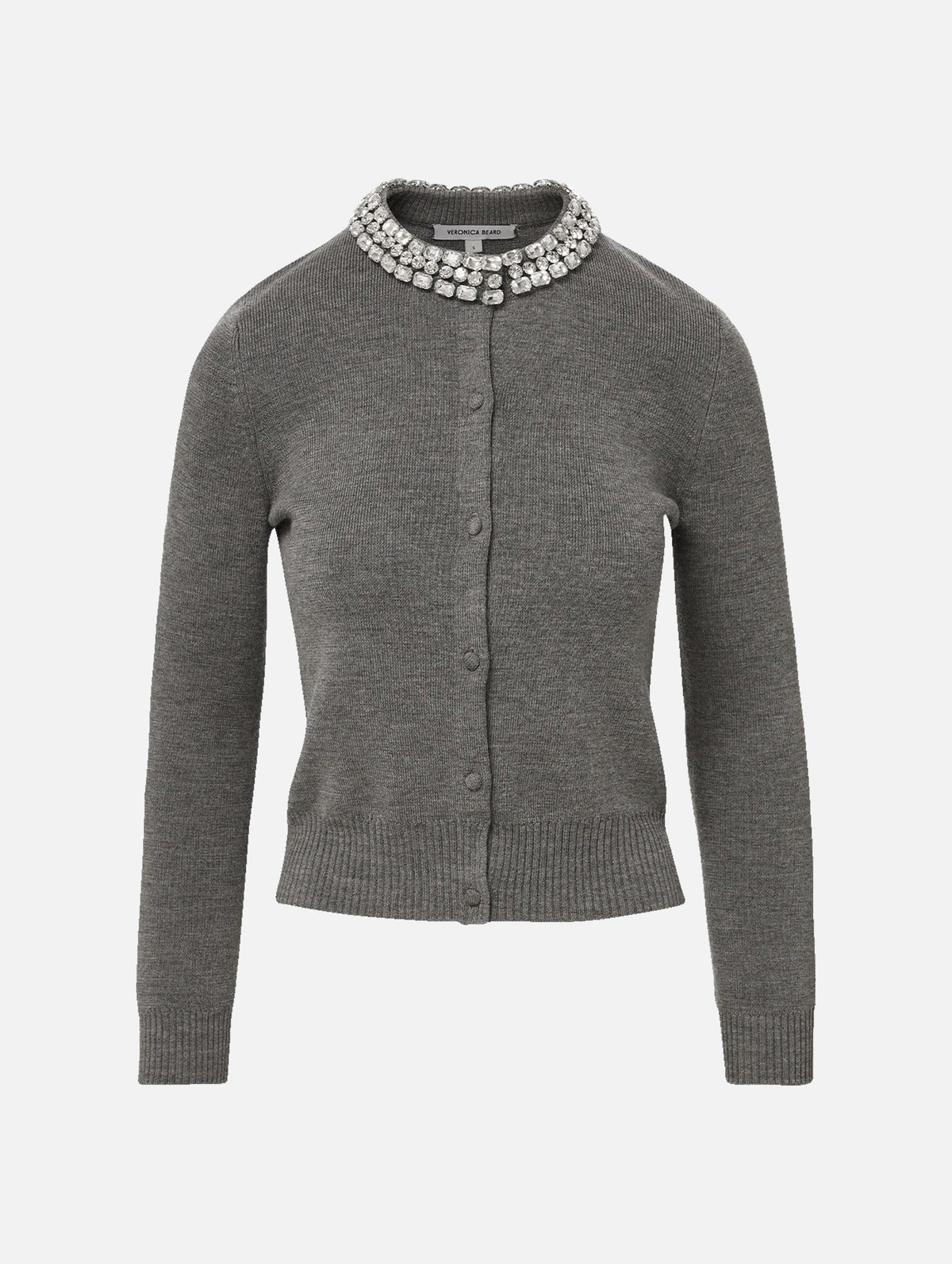 Daro Embellished Wool Cardigan in Heather Grey