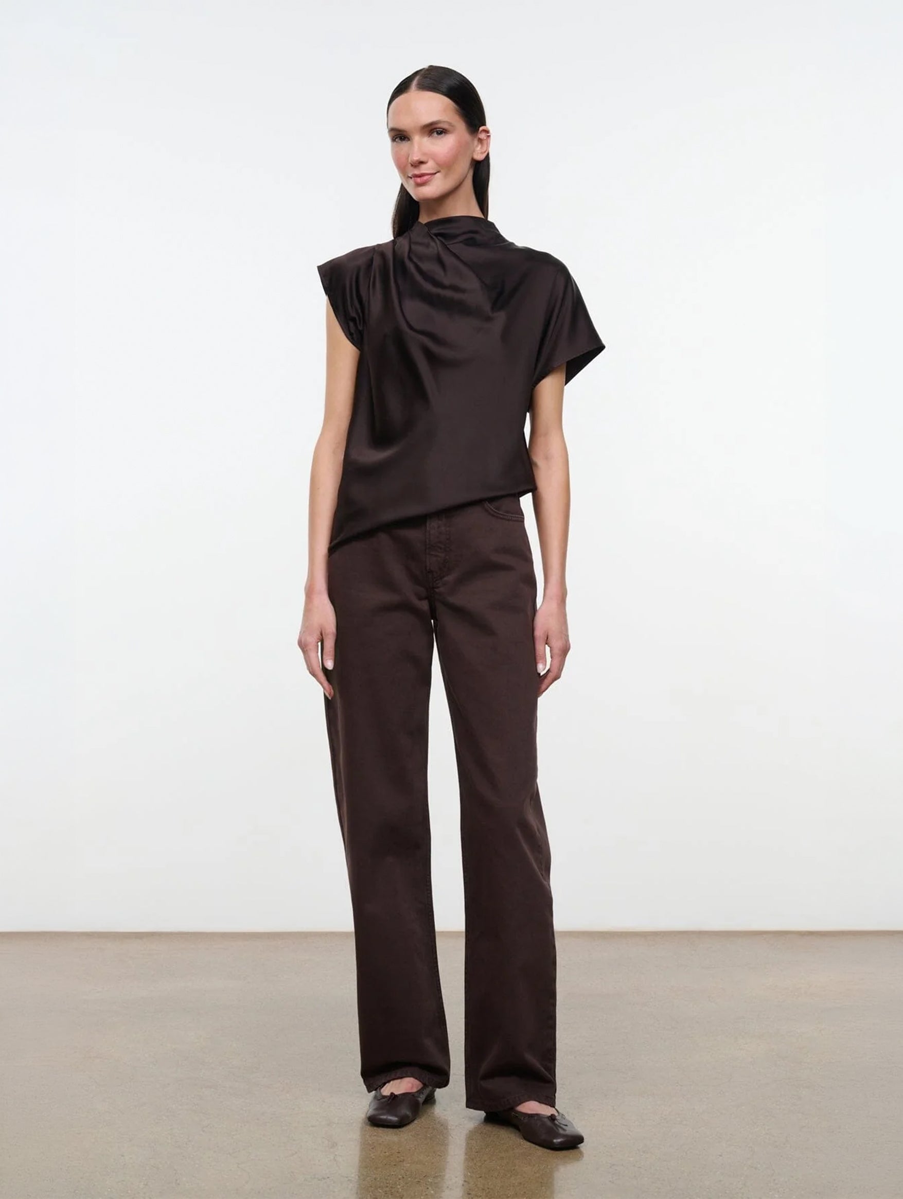 Davina Silk Top in Earth