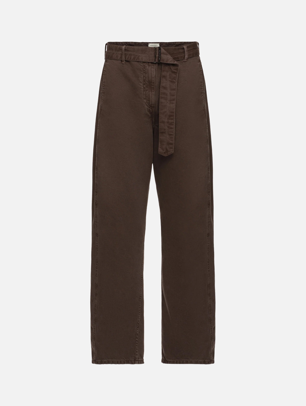 Denim Low-rise Belted Trousers in Brown