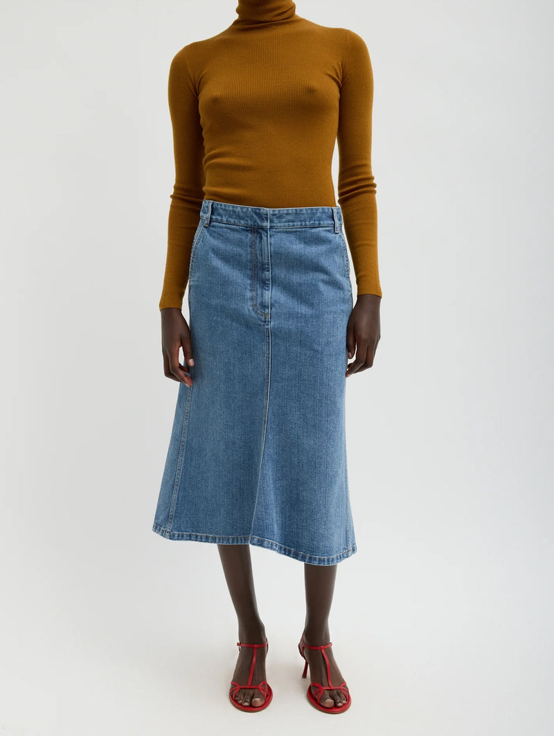 Classic Denim Sculpted Silke Skirt in Classic Blue