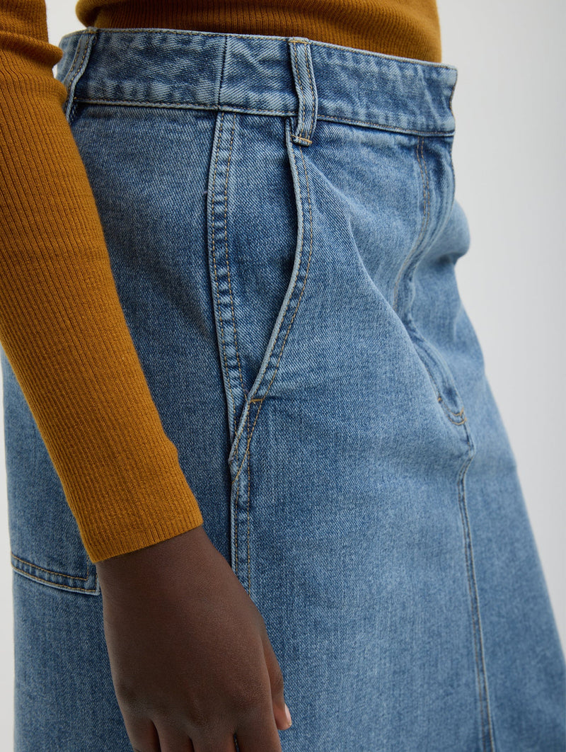 Classic Denim Sculpted Silke Skirt in Classic Blue