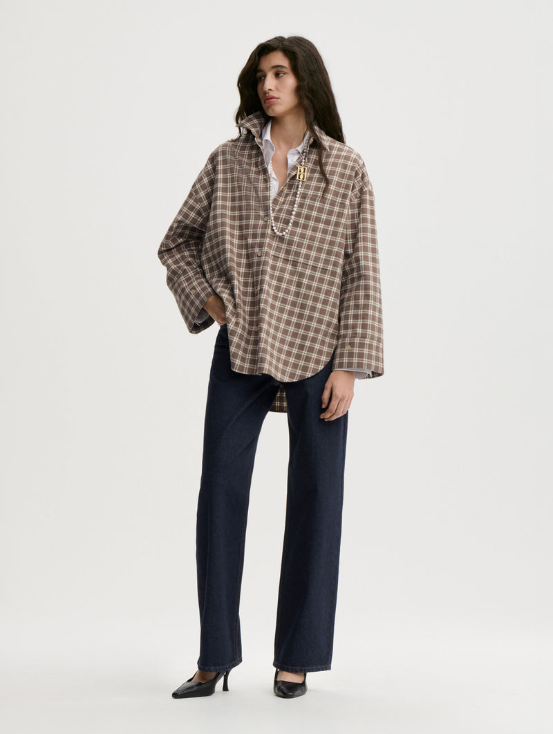 Derris Flannel Shirt in Fosil