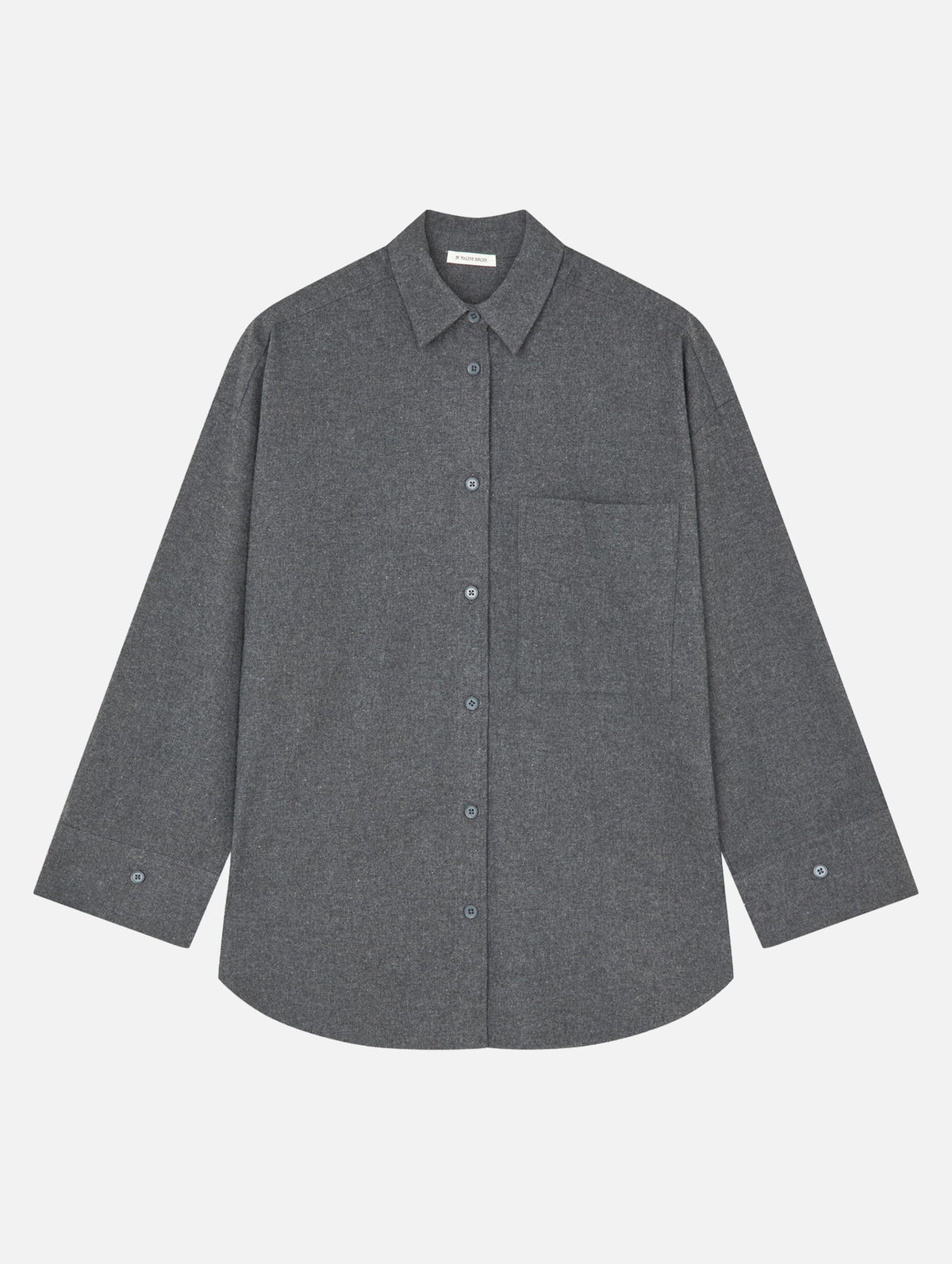 Derris Flannel Shirt in Dark Grey Melange