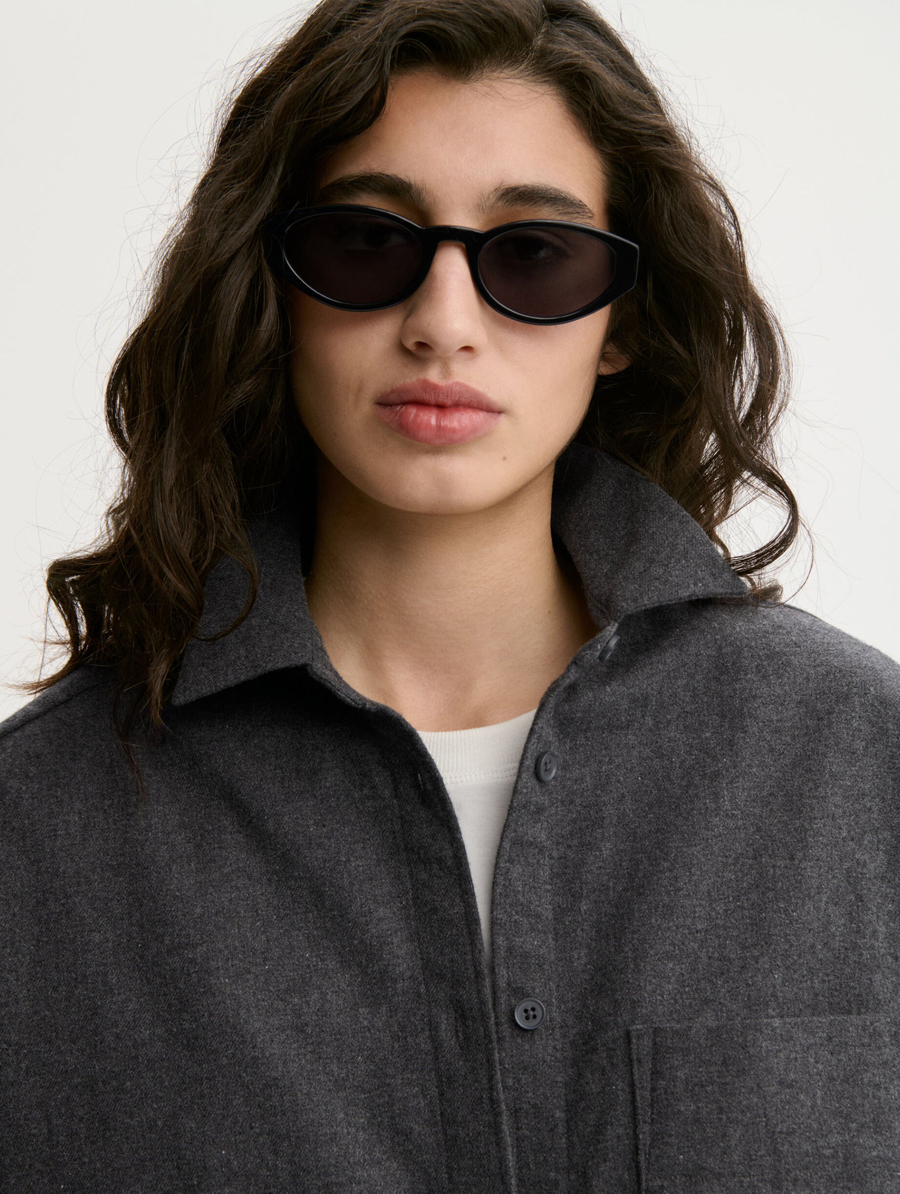 Derris Flannel Shirt in Dark Grey Melange