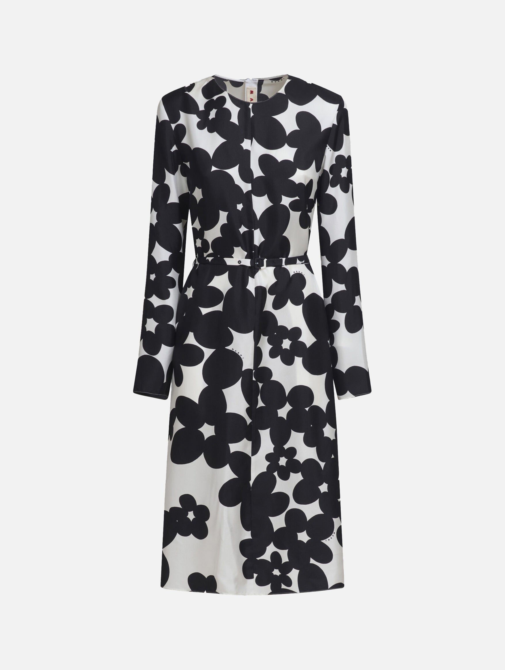 Dilles Print Silk Dress In Black And White