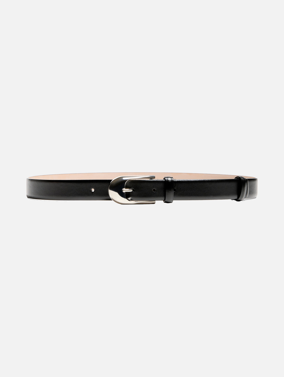 Dome Leather Belt in Black and Silver