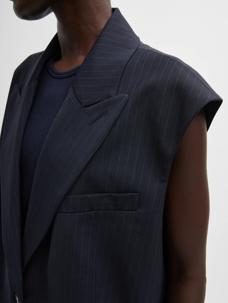 Dominic Pinstripe Liam Vest in Navy