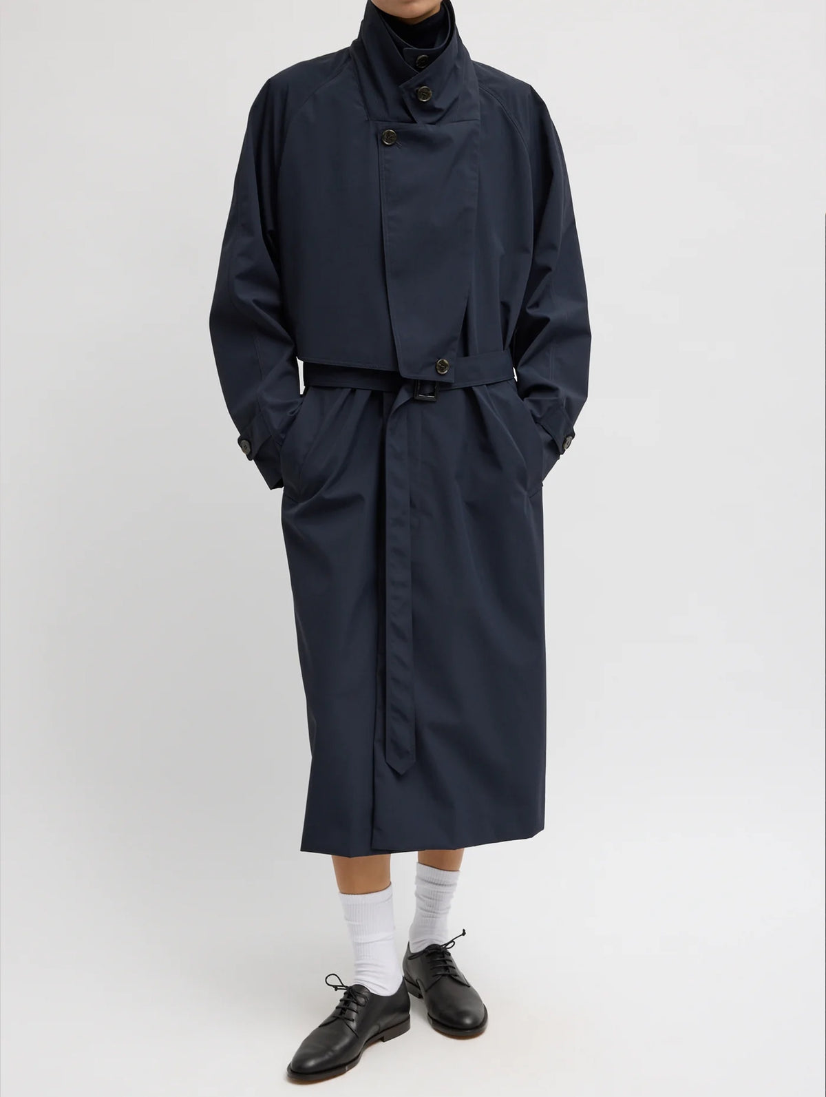 Double Collar Frank Trench in Navy