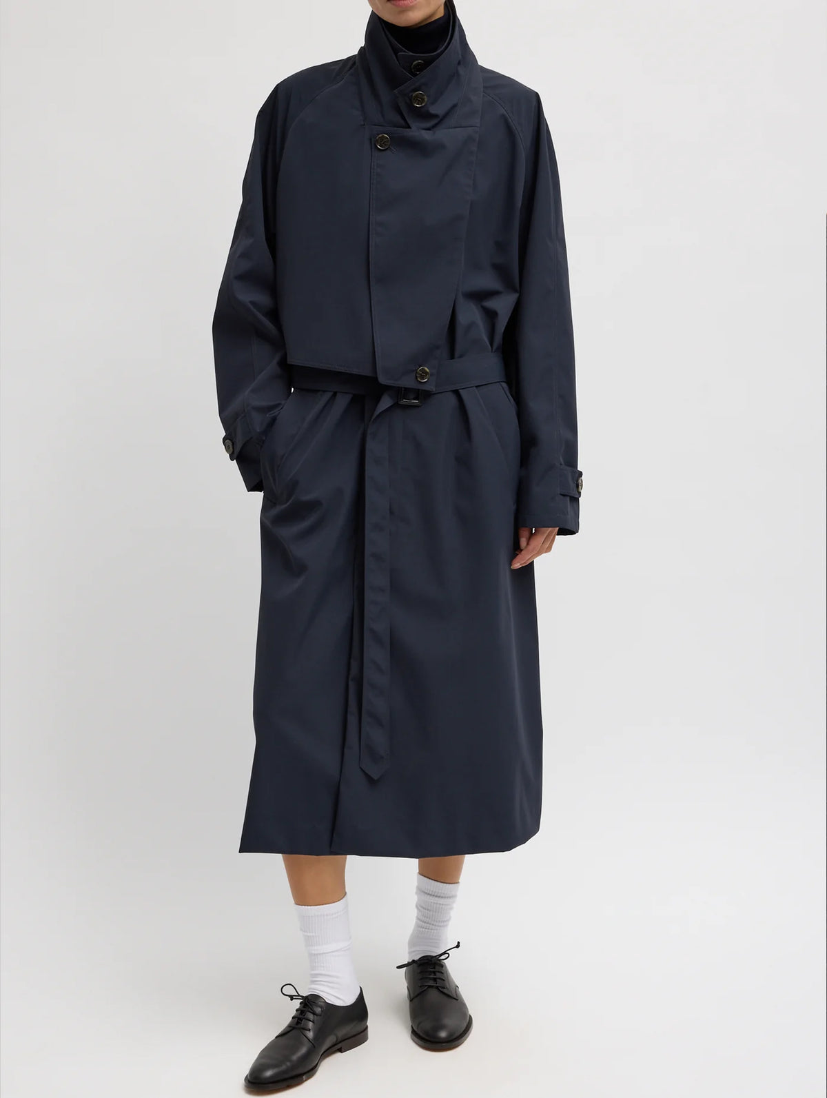 Double Collar Frank Trench in Navy