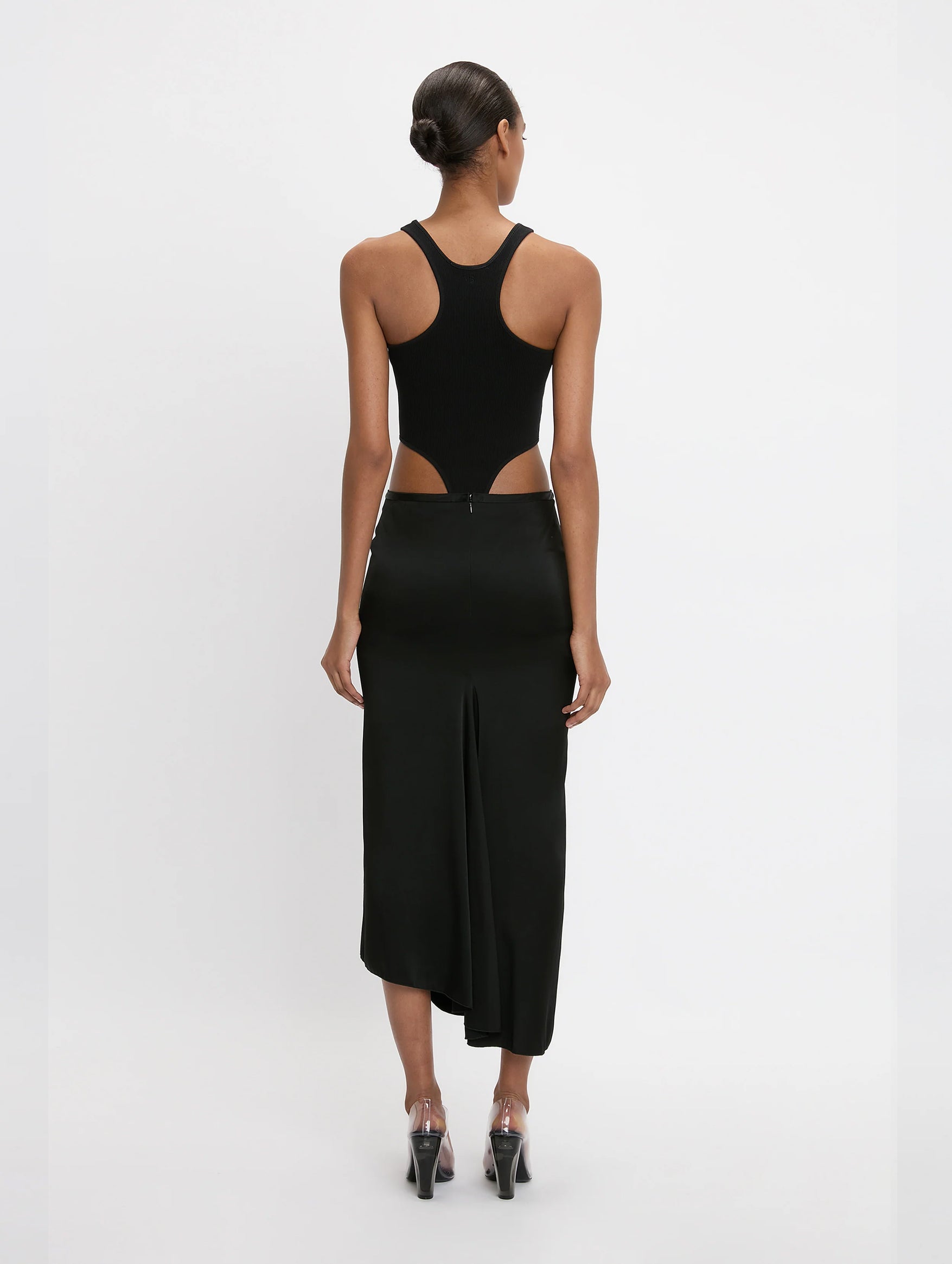 Draped Pleat Detail Skirt in Black