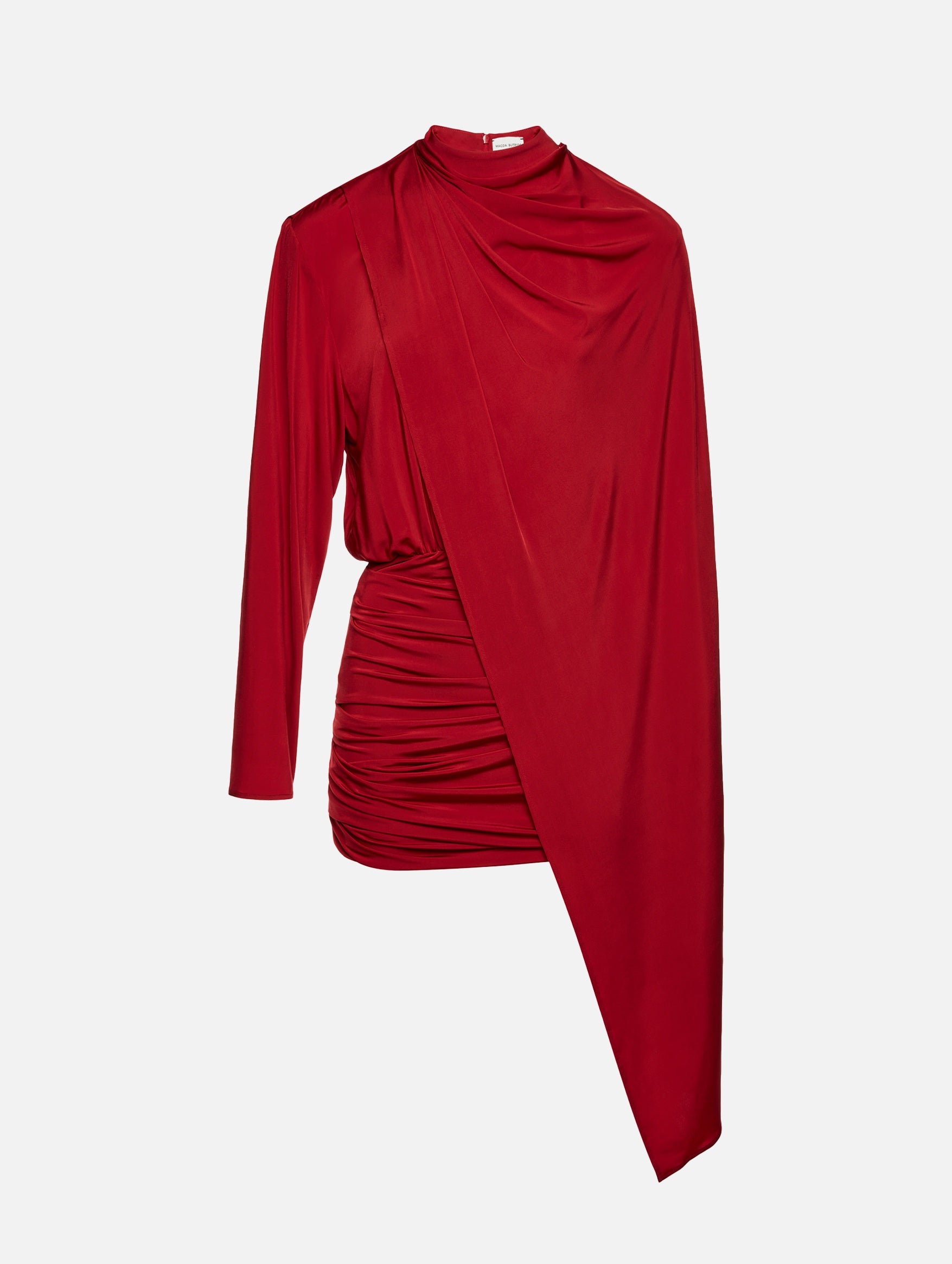 Long Sleeve Cape-effect Dress in Red