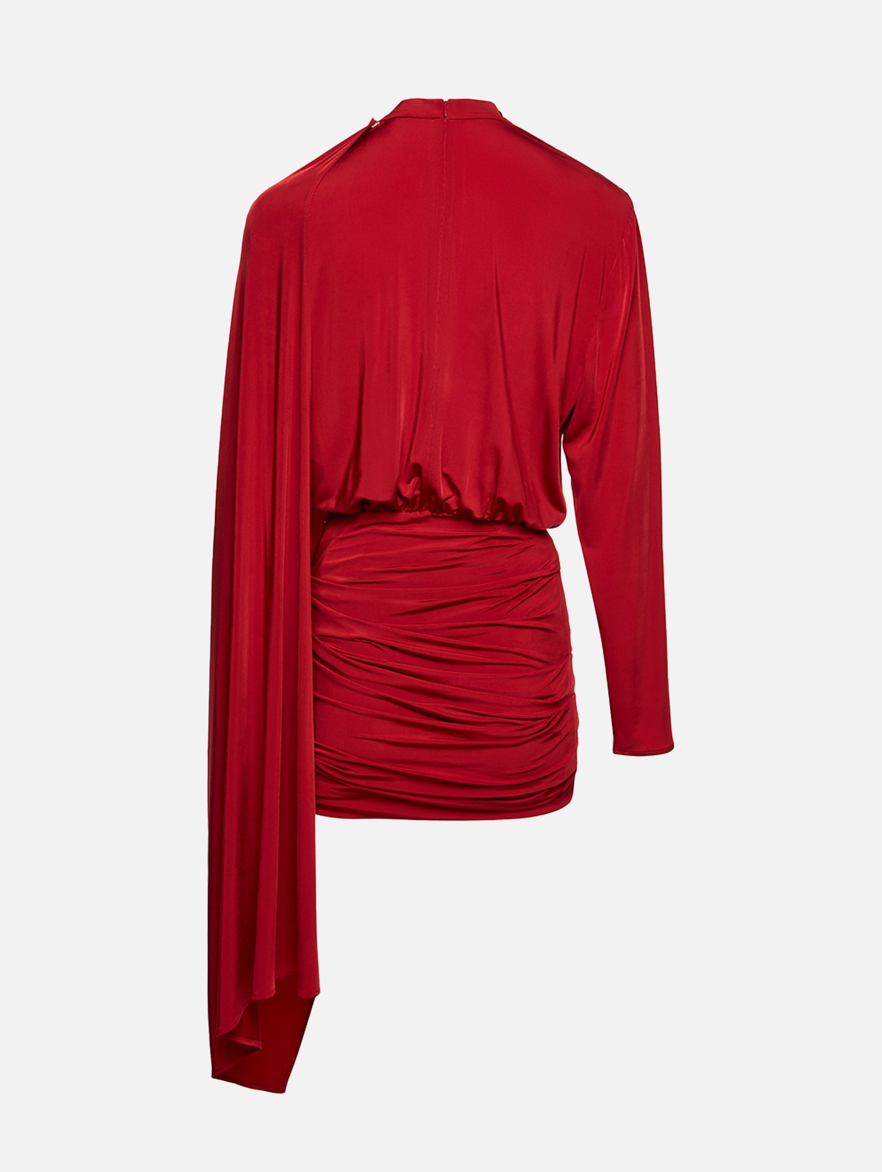 Long Sleeve Cape-effect Dress in Red