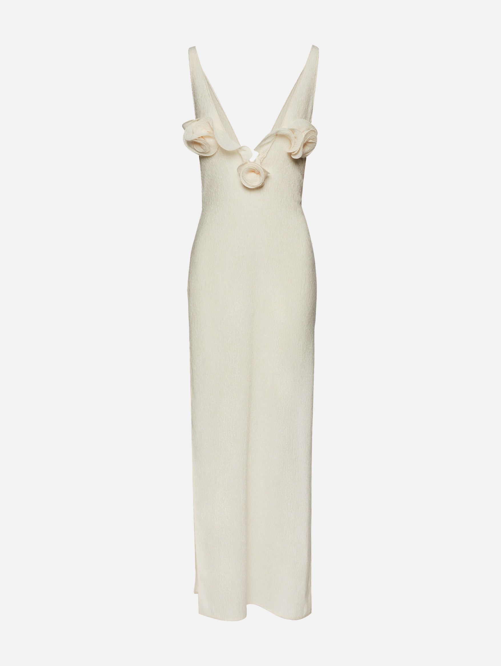 Crepe High Leg Maxi Dress in Cream