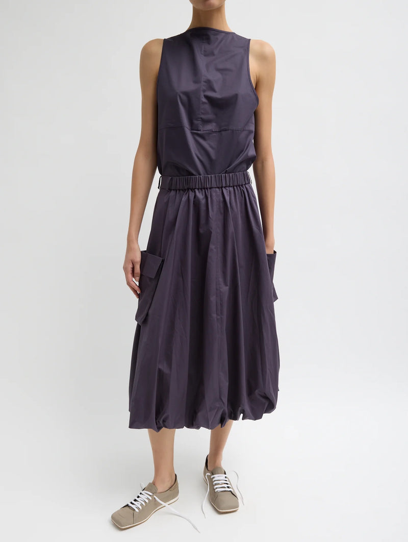 Eco Poplin Pull On Bubble Skirt in Eggplant