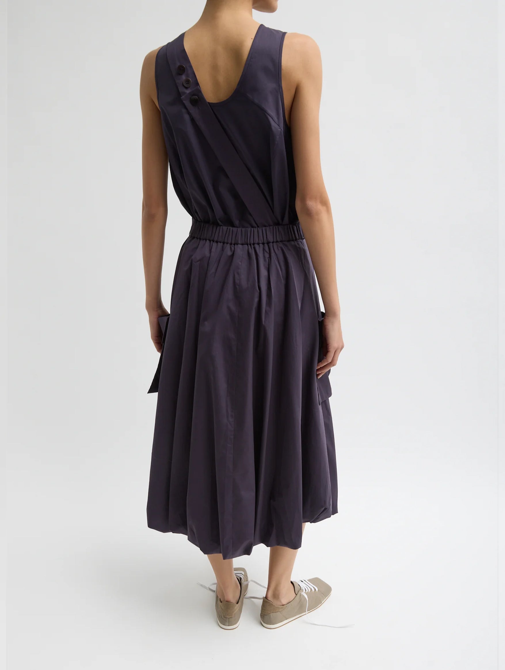 Eco Poplin Pull On Bubble Skirt in Eggplant