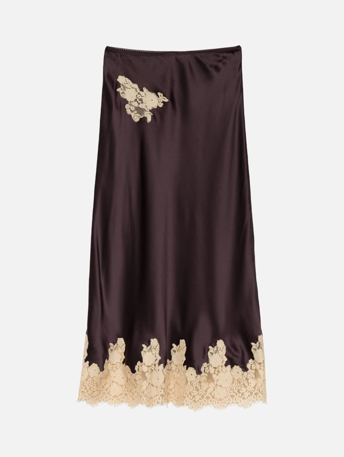 Elowen Skirt in Equestrian Brown with Cream Lace