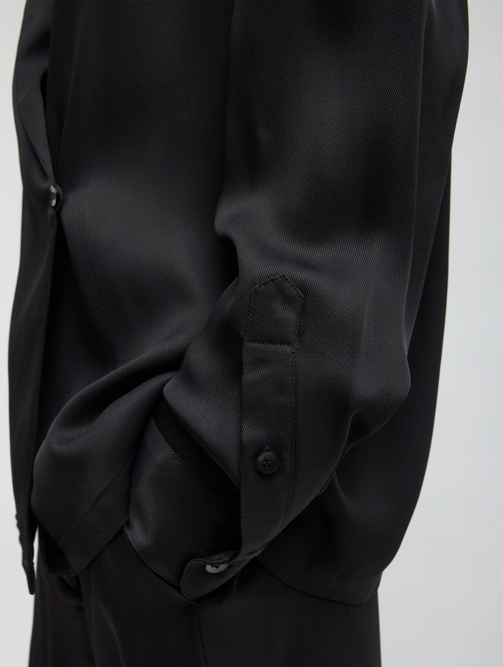 Eco Acetate Viscose Wrap Shirt Jacket in Black