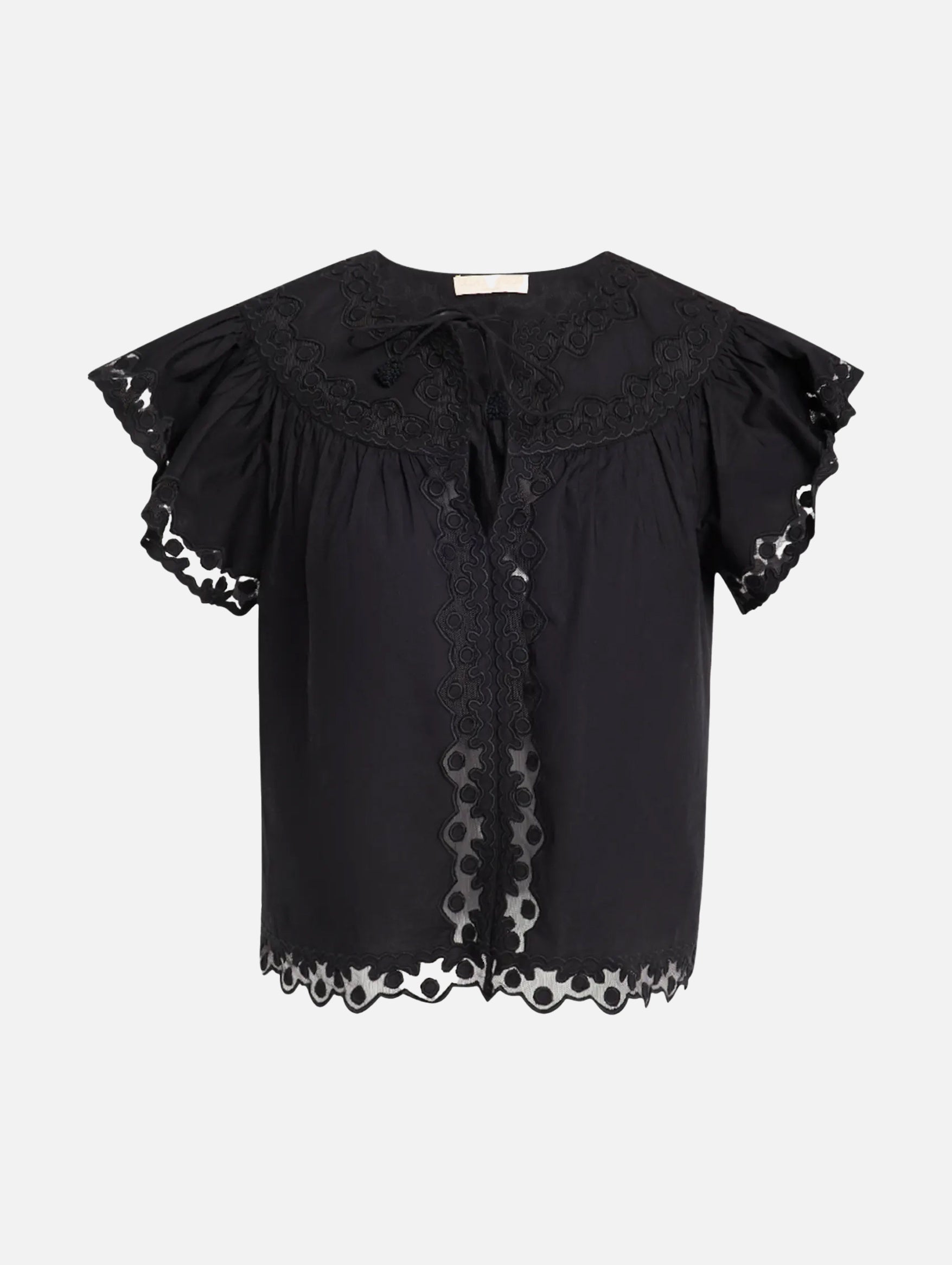 Effie Flutter Sleeve Top in Noir