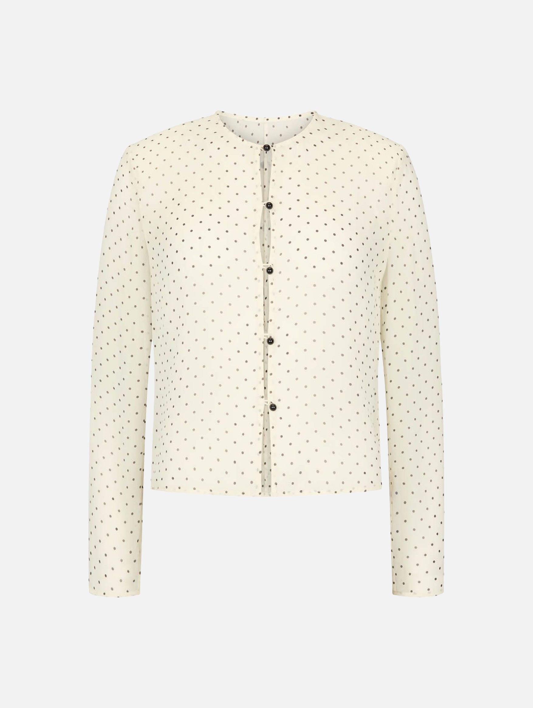 Eileen Silk Top in Cream Polka Dot