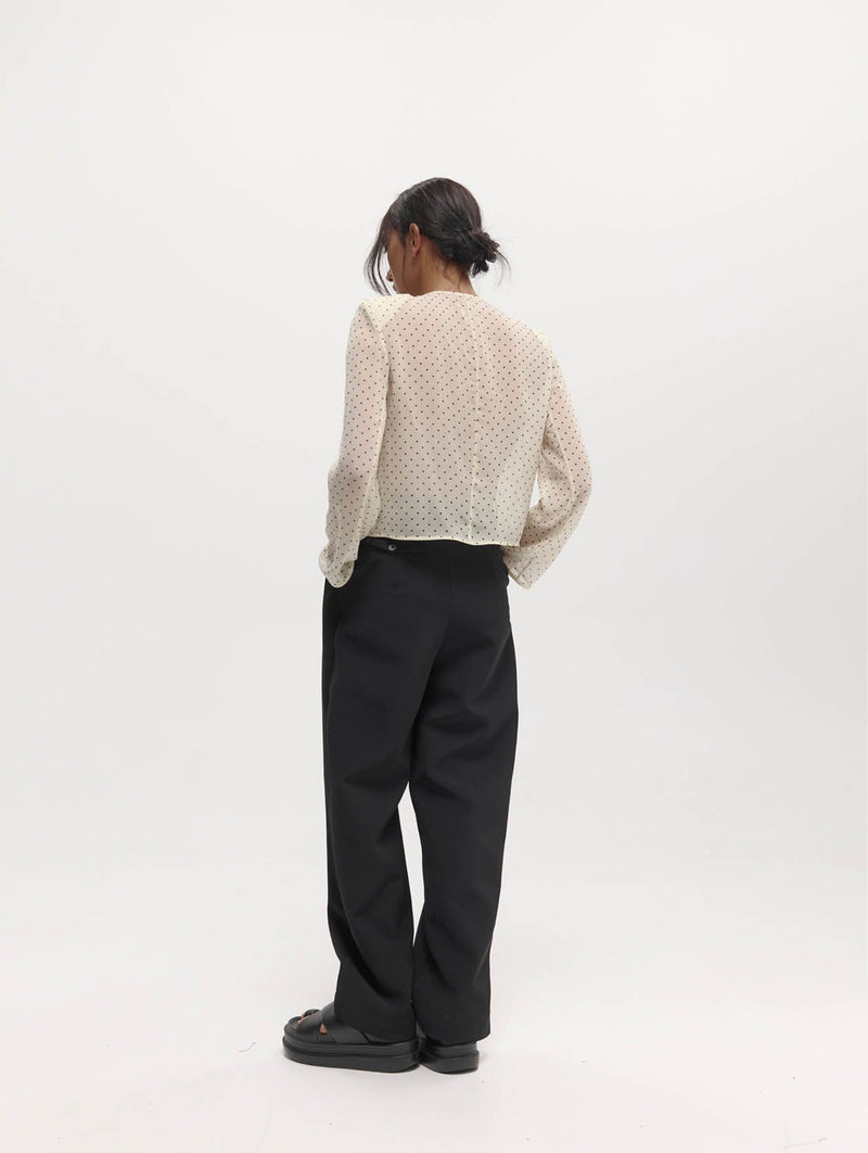 Eileen Silk Top in Cream Polka Dot