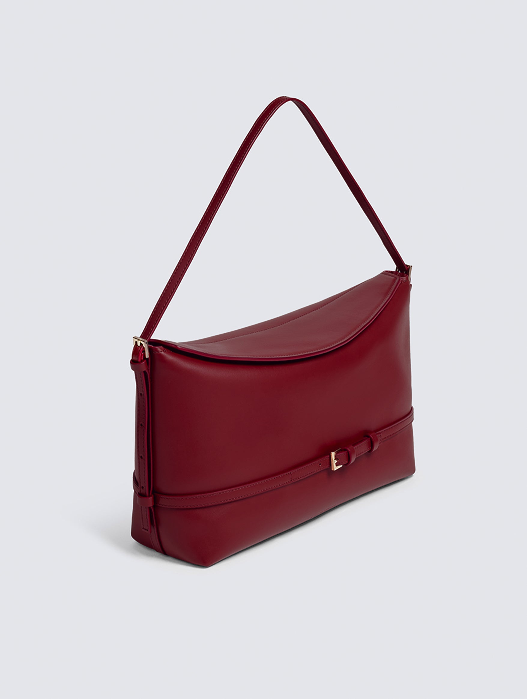 Elle Leather Shoulder Bag in Burgundy