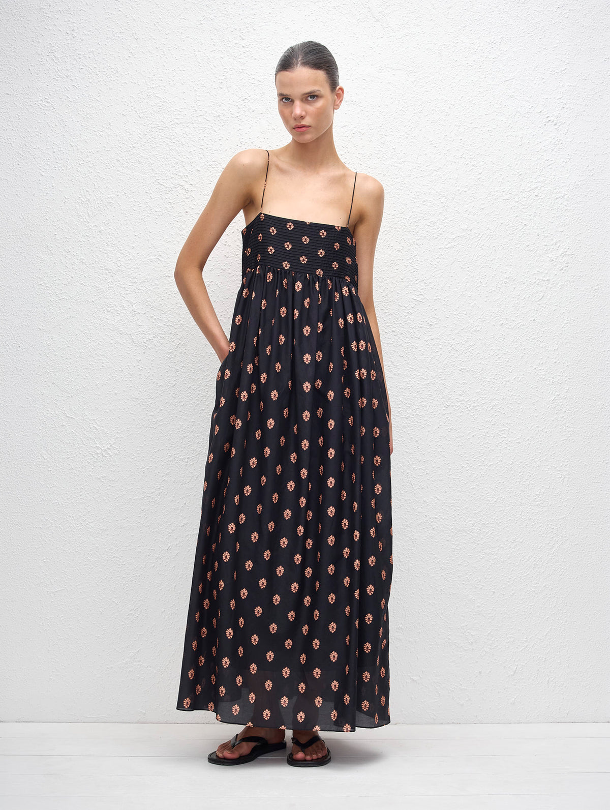 Empire Pintuck Bodice Dress in Vida