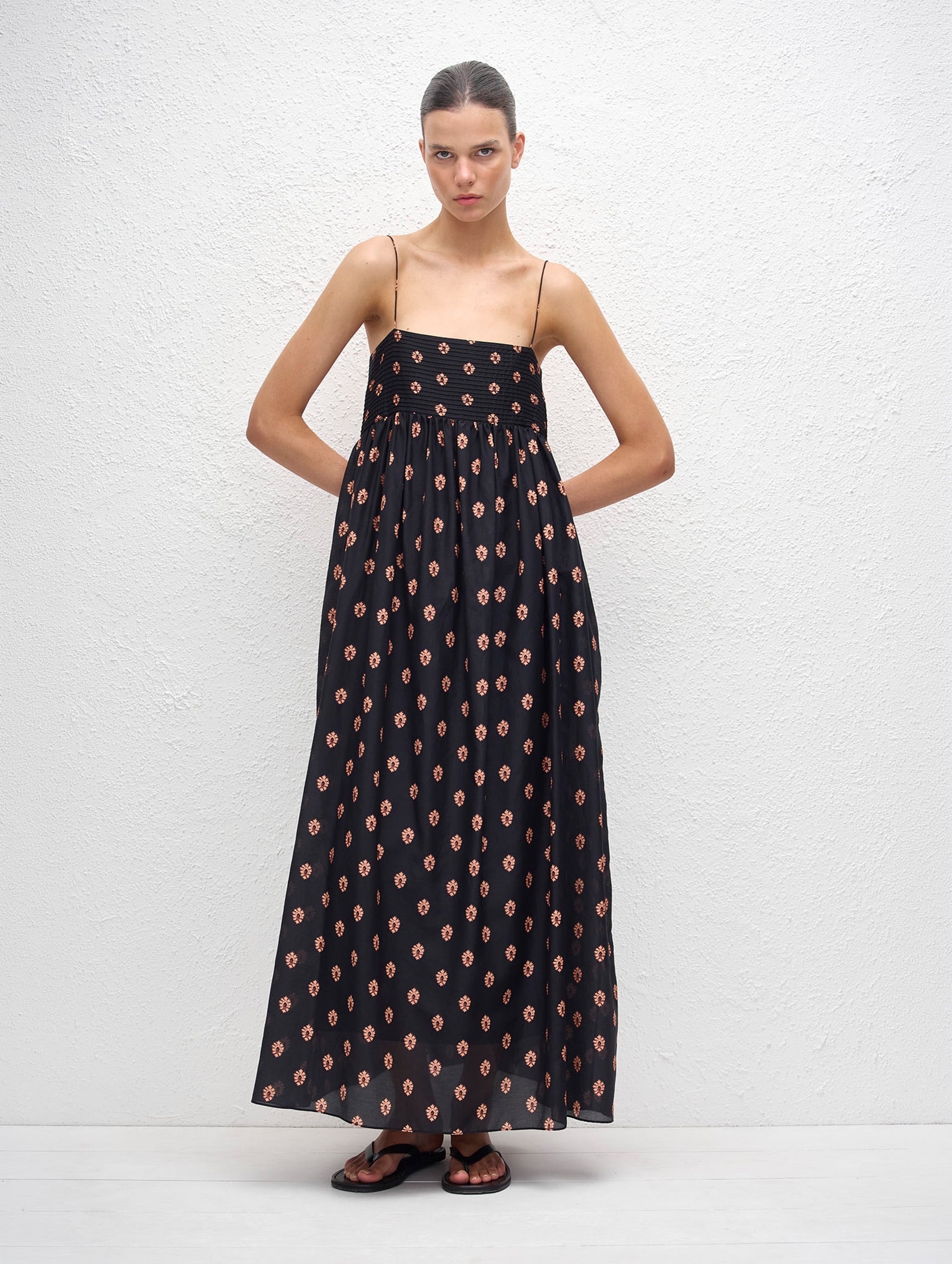 Empire Pintuck Bodice Dress in Vida