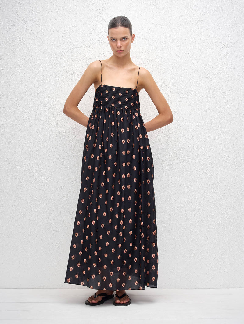 Empire Pintuck Bodice Dress in Vida